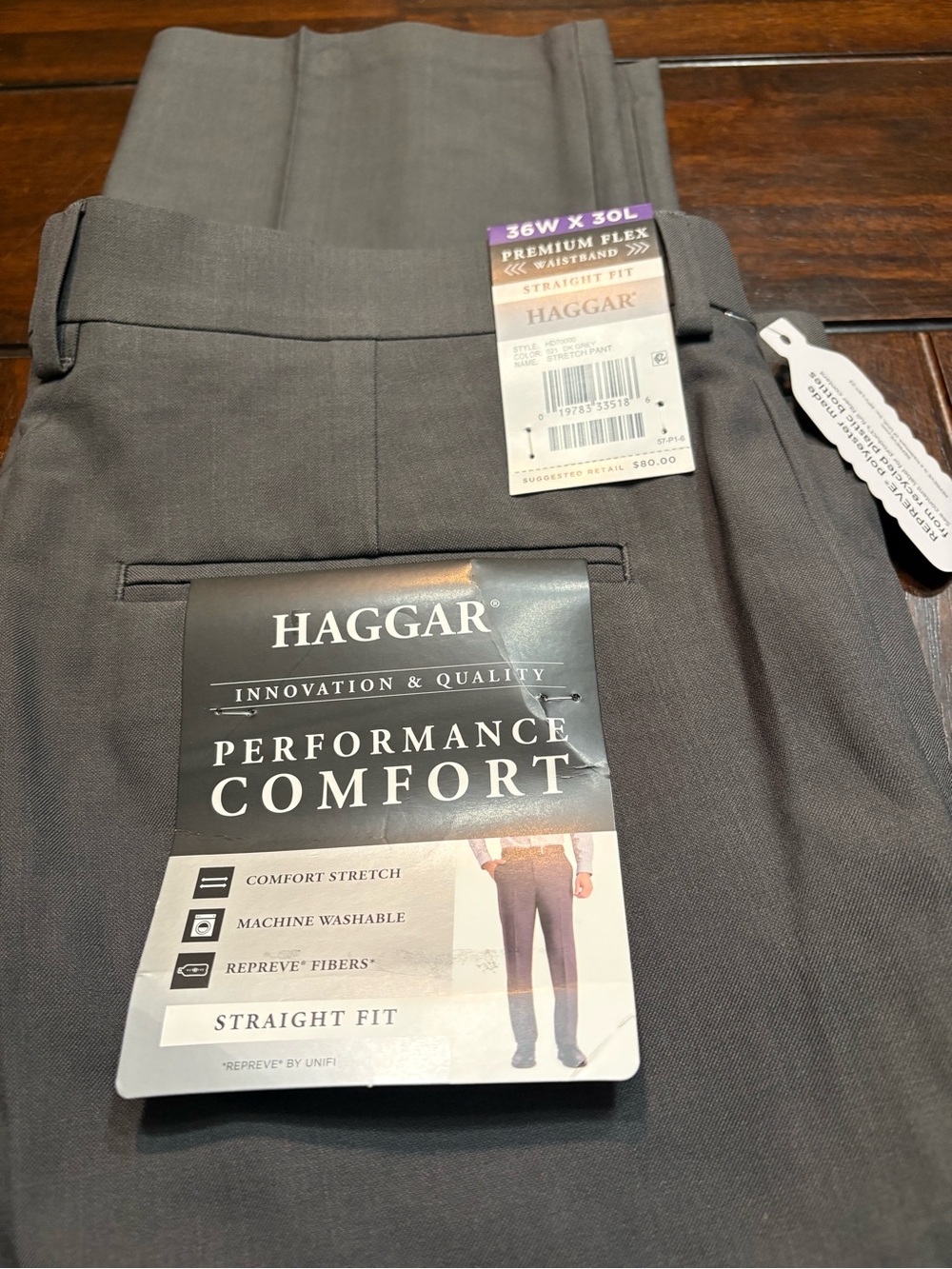 Men’s Haggar gray straight leg comfort fit dress pants 36W x 30L